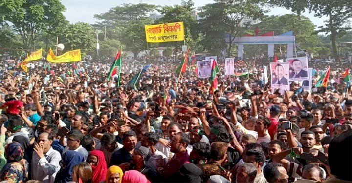 বিএনপির সমাবেশ ঘিরে আলিয়া মাদরাসা মাঠে লোকে লোকারণ্য