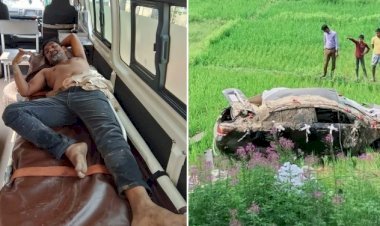 সিলেটে ট্রেনের ধাক্কায় ধানক্ষেতে বিয়ের গাড়ি, চালক আ হ ত