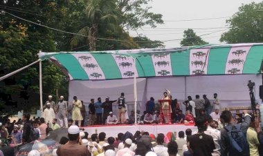 আ.লীগ নিষিদ্ধের দাবিতে সমাবেশ শুরু, জনতার ঢল