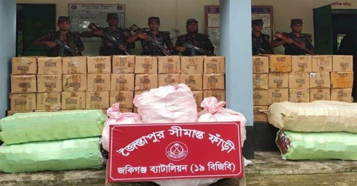 সিলেট সীমান্তে ৯৭ লাখ টাকার ভারতীয় চোরাইপণ্য জব্দ