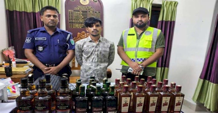 সিলেটে অভিযানে বিদেশি মদসহ যুবক আটক