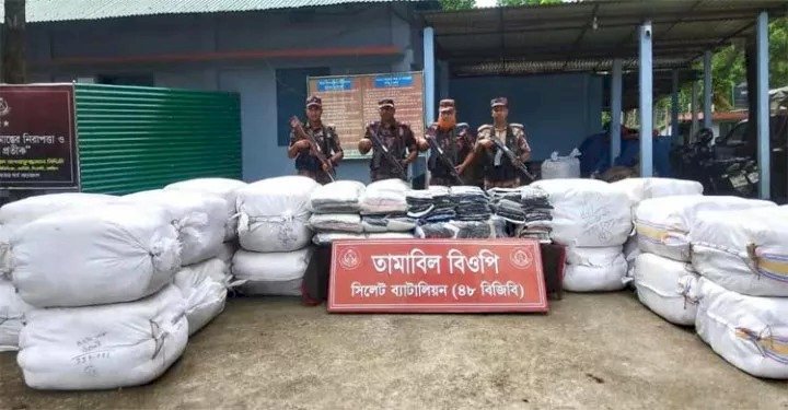 সিলেটে সীমান্তে ২ কোটি ৩৮ লাখ টাকার চোরাচালানী মালামাল জব্দ